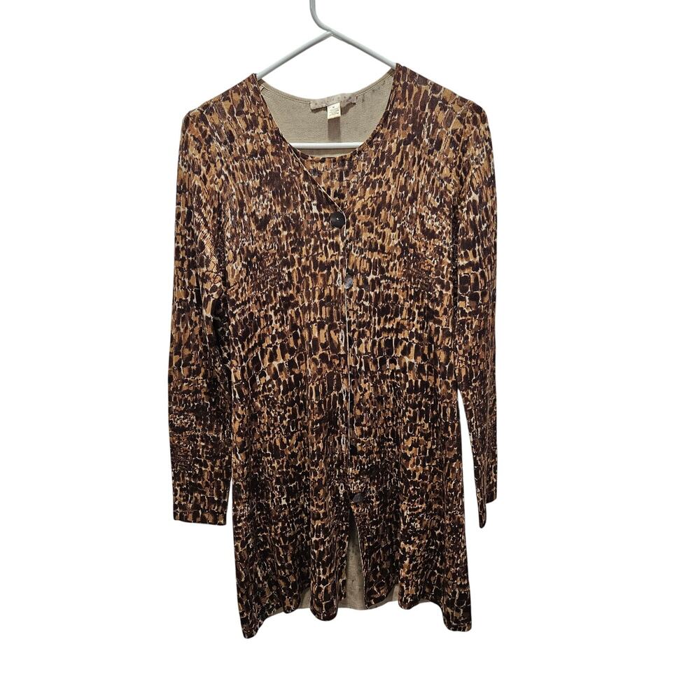Vintage Belford 100% Silk Leopard Animal Print 2 piece Cardigan Tank Cami Set M